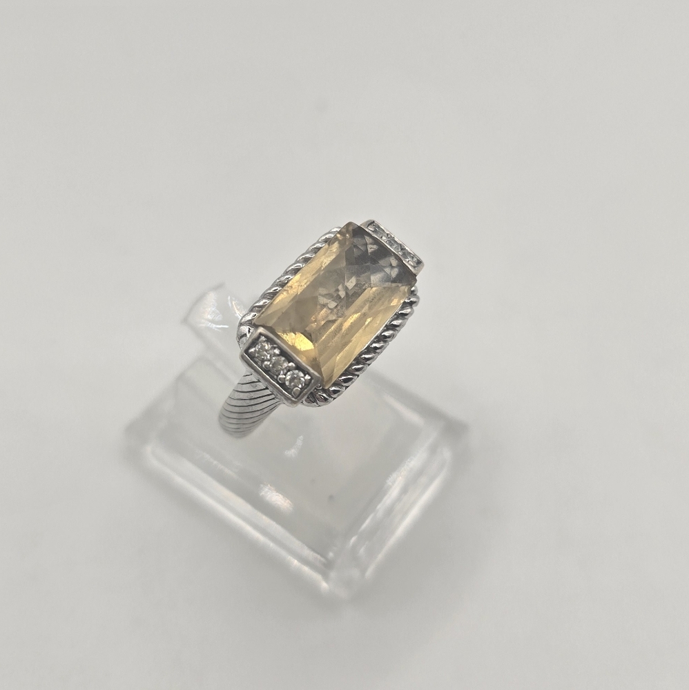 Vintage JUDITH RIPKA RING 925 Sterling Silver Yellow Citrine Cocktail Ring S-7 - Picture 8 of 13